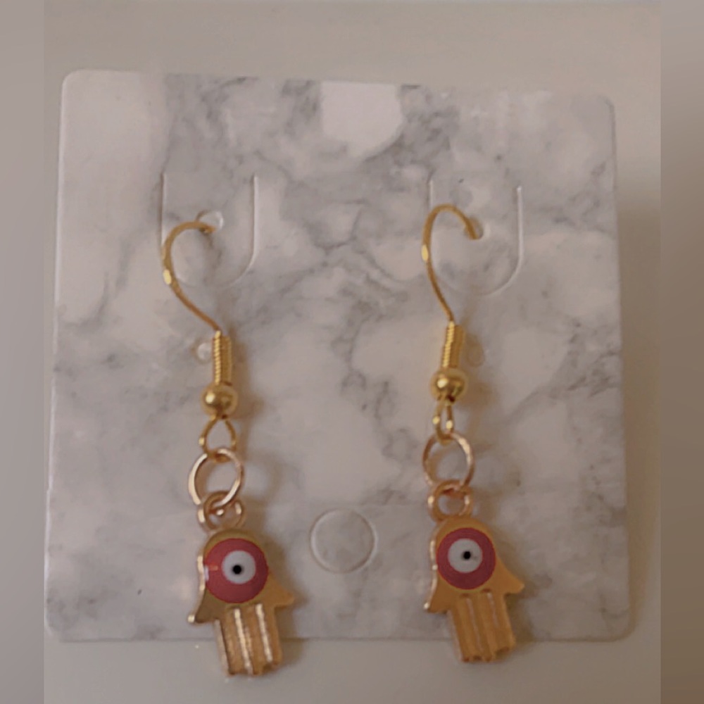 Red evil eye earrings